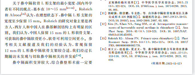 巫文云院长的《鼻中隔软骨形态的参数测量与分析》被学术期刊《中华医学美学美容》收录